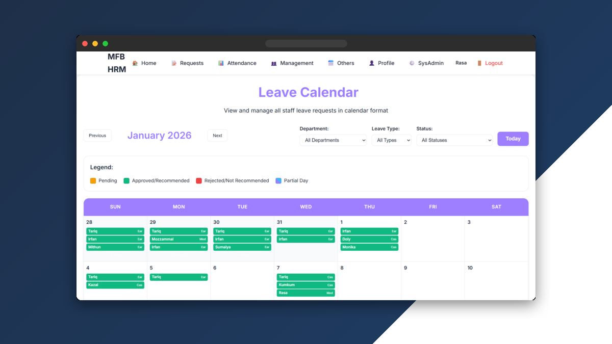 HR Management System screenshot